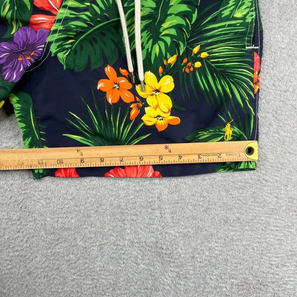 Polo Ralph lauren Lined Hawaiian Print Swim Trunks Bathing Suit Mens Small